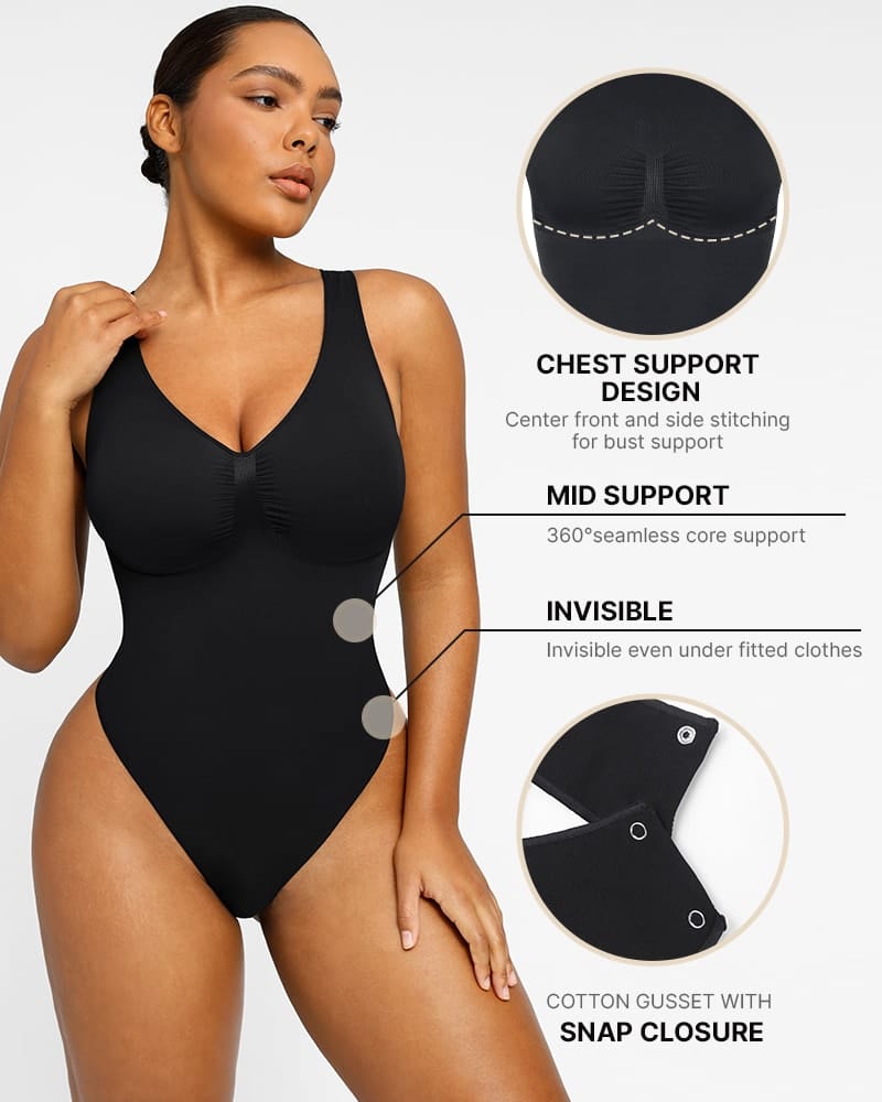 2.0 V-Neck Thong Bodysuit