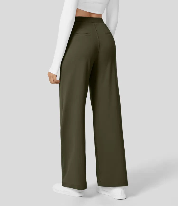 Shapiva™ High Waisted Side Pocket Straight Leg Work Pants