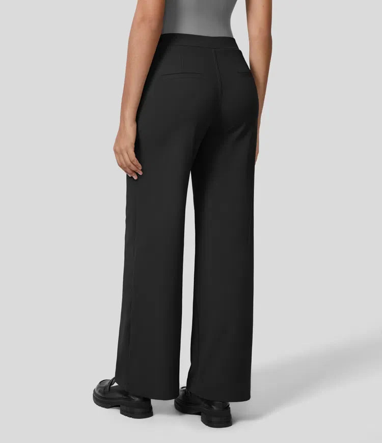 Shapiva™ High Waisted Side Pocket Straight Leg Work Pants