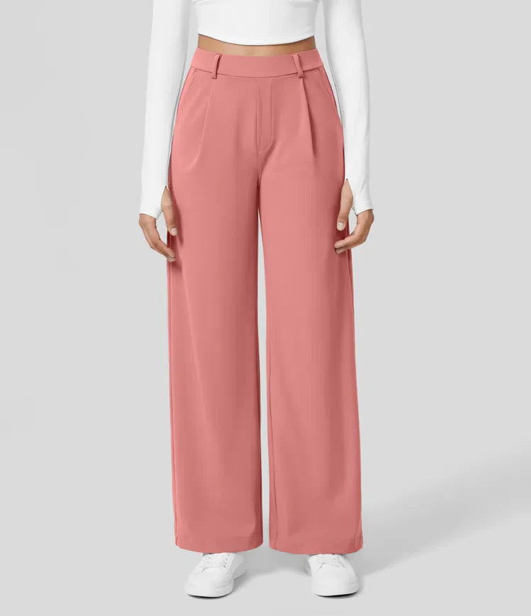 Shapiva™ High Waisted Side Pocket Straight Leg Work Pants