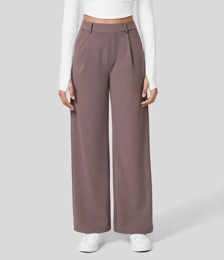 Shapiva™ High Waisted Side Pocket Straight Leg Work Pants