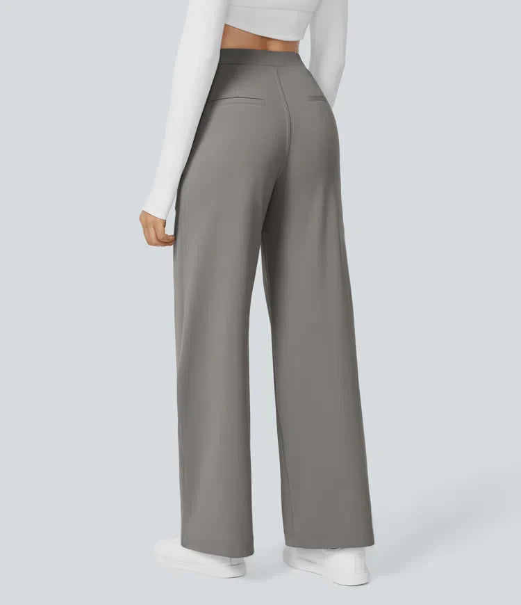 Shapiva™ High Waisted Side Pocket Straight Leg Work Pants