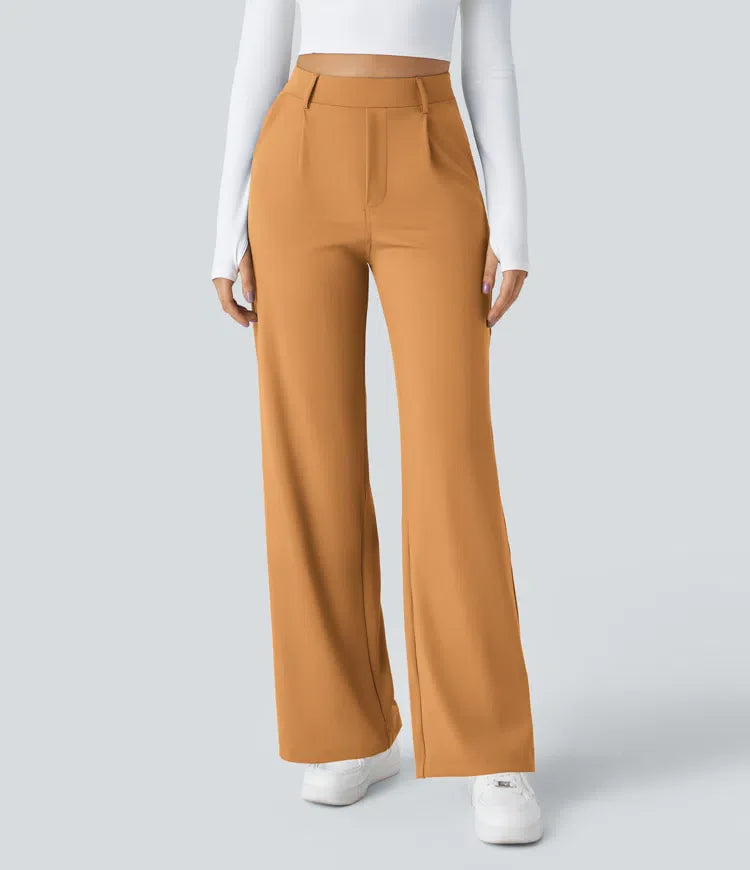 Shapiva™ High Waisted Side Pocket Straight Leg Work Pants