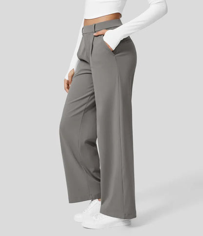 Shapiva™ High Waisted Side Pocket Straight Leg Work Pants