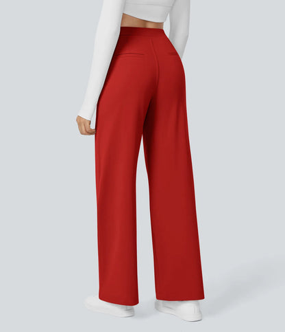 Shapiva™ High Waisted Side Pocket Straight Leg Work Pants