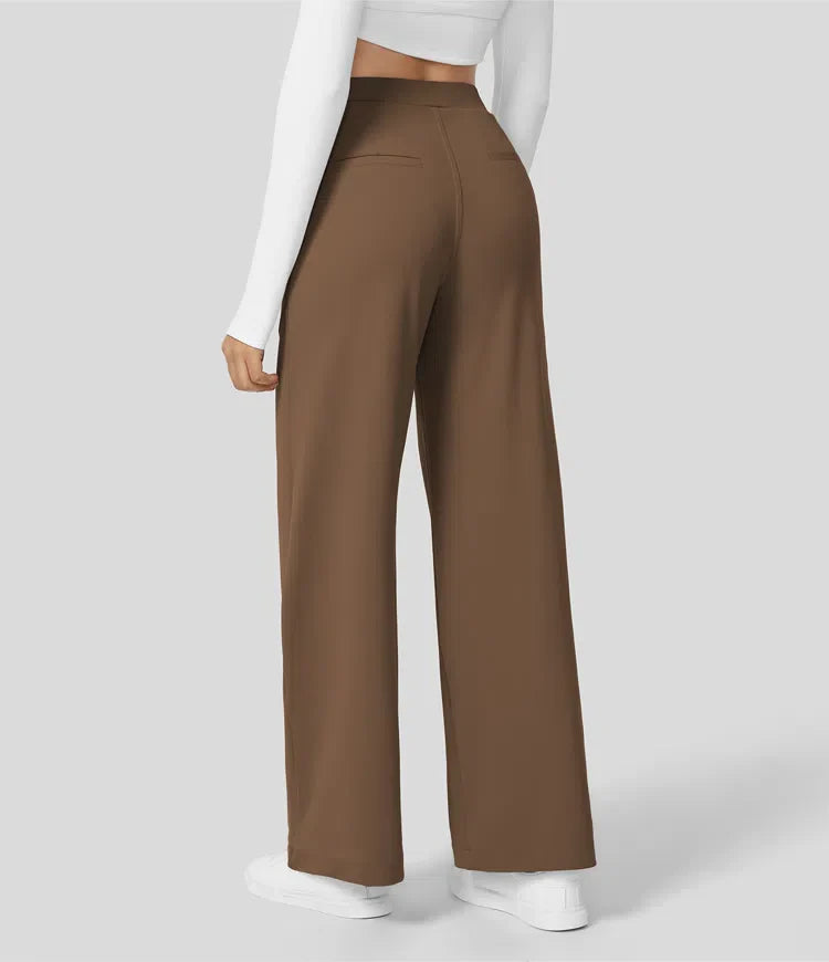 Shapiva™ High Waisted Side Pocket Straight Leg Work Pants