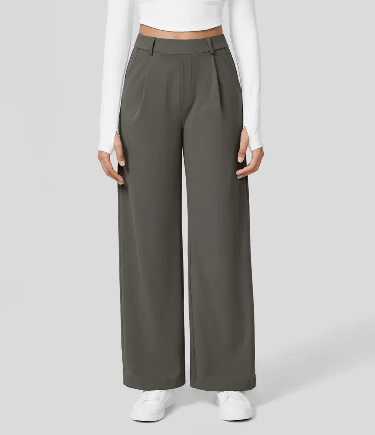 Shapiva™ High Waisted Side Pocket Straight Leg Work Pants