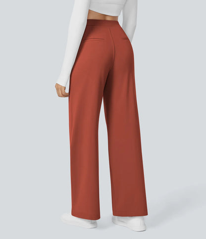 Shapiva™ High Waisted Side Pocket Straight Leg Work Pants