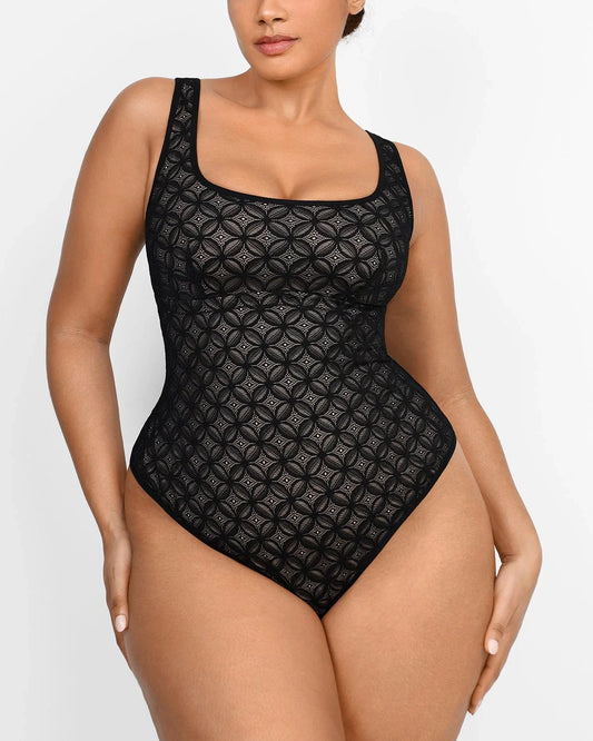 Lace Glamour Geometric Sculpting Bodysuit