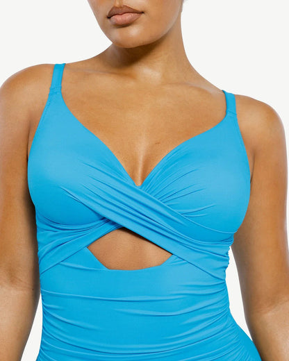 Smart Sculpt Ribbed Cutout-Front Shaping Swimsuit